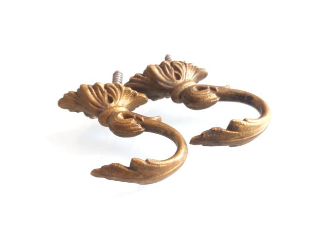 Paire crochets pour rideaux bronze doré