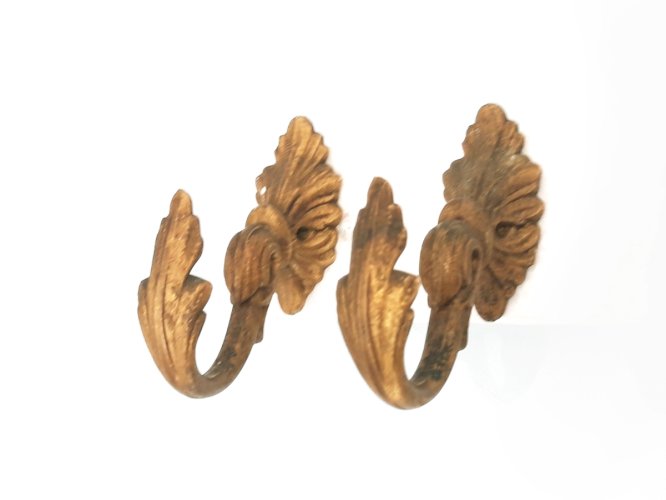Paire crochets pour rideaux bronze doré