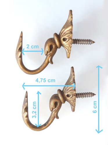Paire crochets pour rideaux bronze doré