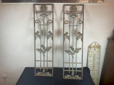 Paire d Ancienne grille art nouveau décor de chardon , en fonte XIXéme