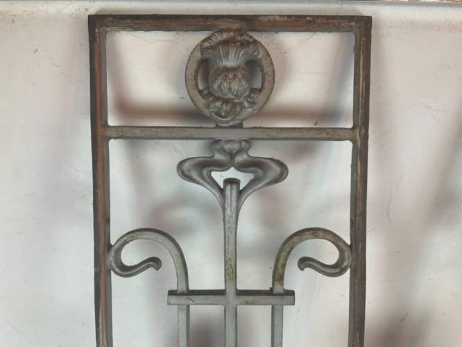 Paire d Ancienne grille art nouveau décor de chardon , en fonte XIXéme