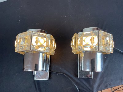 Paire d applique murale vintage en cristal design Kinkeldey .