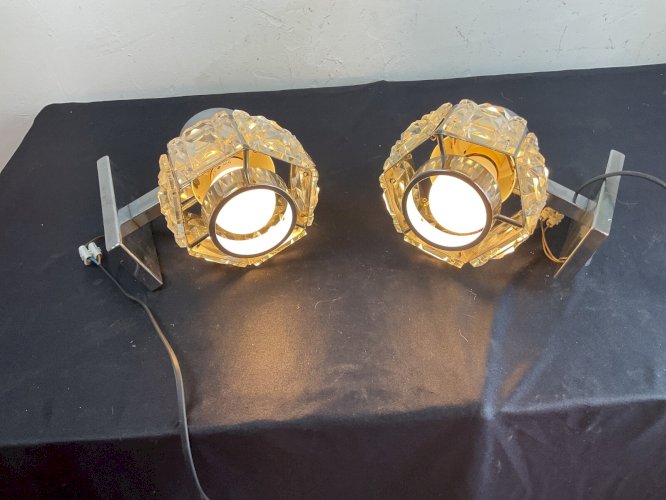 Paire d applique murale vintage en cristal design Kinkeldey .