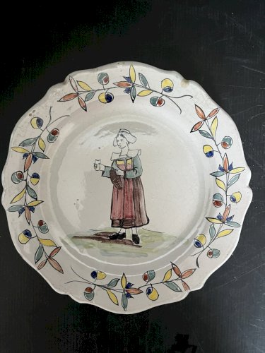 Paire d' Assiettes  Malicorne  Pouplard Beatrix -  Fin XIXe/Début XXe Sarthe