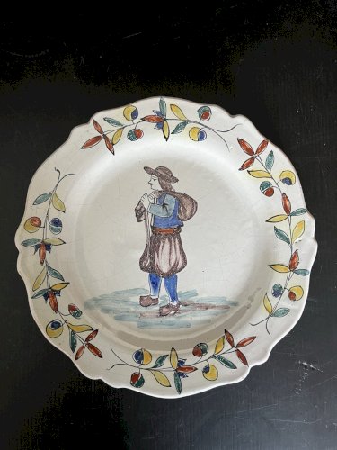 Paire d' Assiettes  Malicorne  Pouplard Beatrix -  Fin XIXe/Début XXe Sarthe