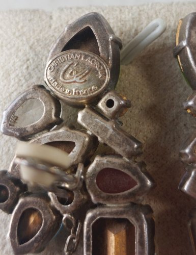 Paire d'anciennes boucles d'oreilles clips strass, Christian Lacroix, vintage ^