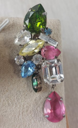 Paire d'anciennes boucles d'oreilles clips strass, Christian Lacroix, vintage ^