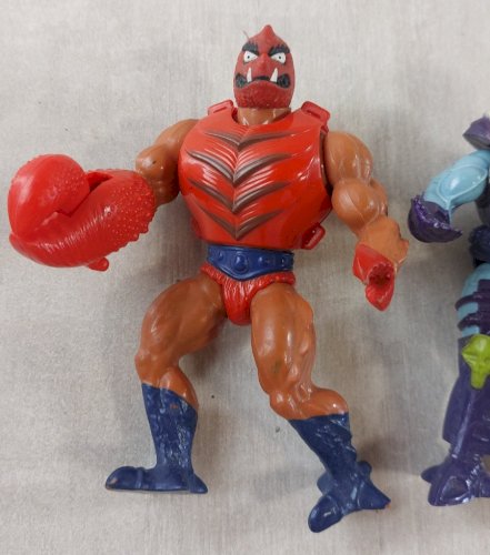 Paire d'anciennes figurines, He Man / Motu, Skeletor + Clawful, vintage ^