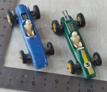Pair of vintage racing cars, Lotus 19 + BRM 52, Matchbox Lesney
