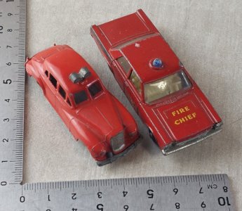 Pair of vintage cars, Fire Chief Car + Ford Galaxie