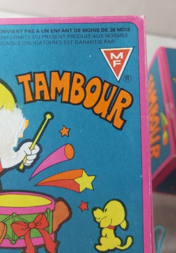 Paire d'anciens jouets, tambours, MF Marki, vintage