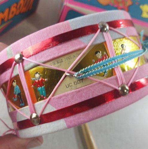 Paire d'anciens jouets, tambours, MF Marki, vintage