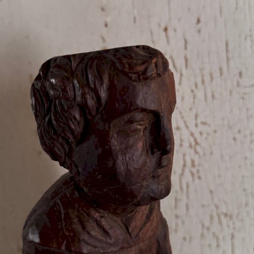 Paire d'anges en prière en bois sculpté XVIIe M3675