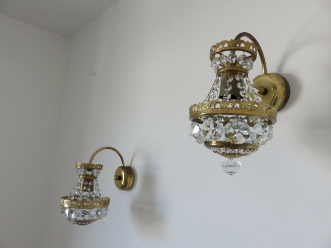 PAIRE D'APPLIQUES ART DECO PRECIOSA JABLONEC REPUBLIQUE TCHEQUE ANNEES 70 