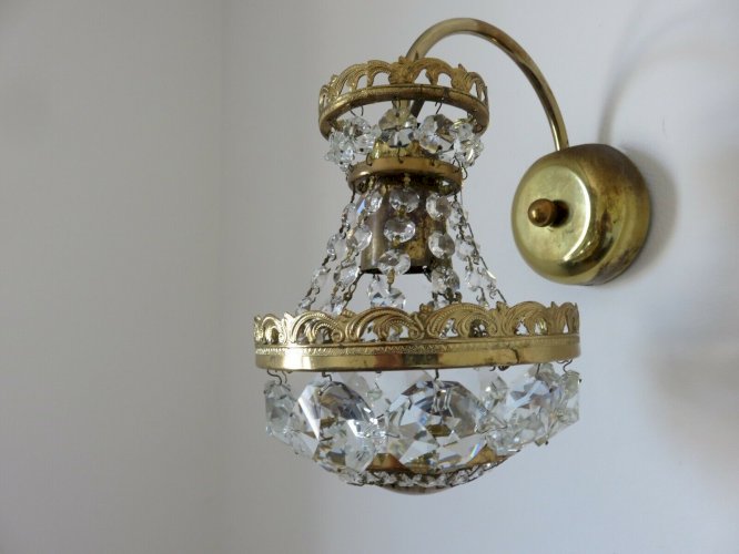 PAIRE D'APPLIQUES ART DECO PRECIOSA JABLONEC REPUBLIQUE TCHEQUE ANNEES 70 