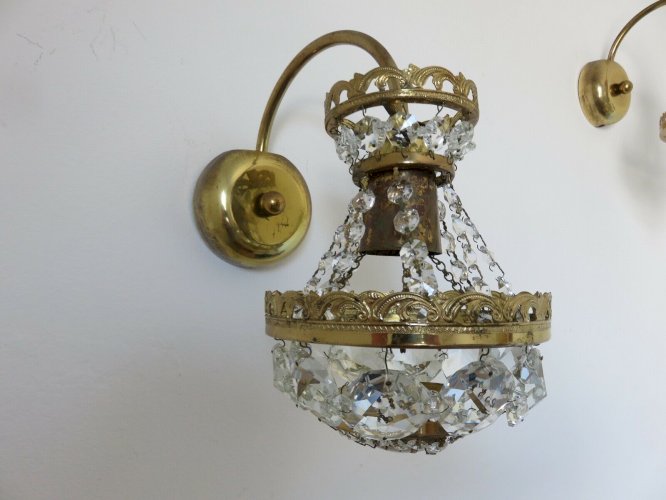 PAIRE D'APPLIQUES ART DECO PRECIOSA JABLONEC REPUBLIQUE TCHEQUE ANNEES 70 