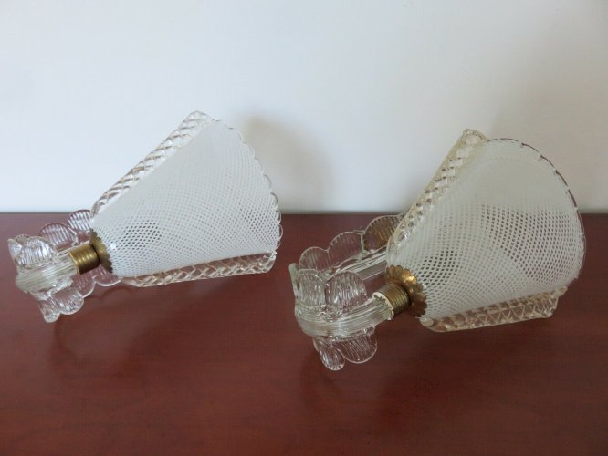 PAIRE DAPPLIQUES  BAROVIER & TOSO  EN VERRE DE MURANO ANNEE 1957
