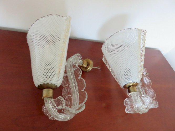 PAIRE DAPPLIQUES  BAROVIER & TOSO  EN VERRE DE MURANO ANNEE 1957