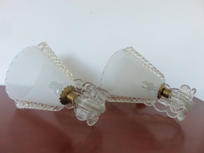 PAIRE DAPPLIQUES  BAROVIER & TOSO  EN VERRE DE MURANO ANNEE 1957
