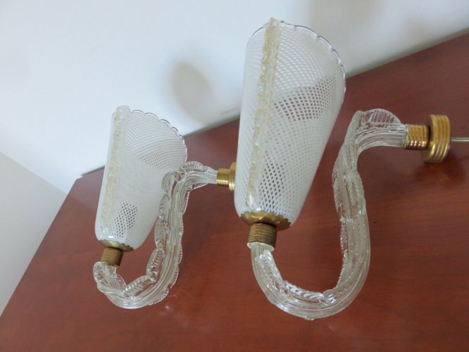 PAIRE DAPPLIQUES  BAROVIER & TOSO  EN VERRE DE MURANO ANNEE 1957