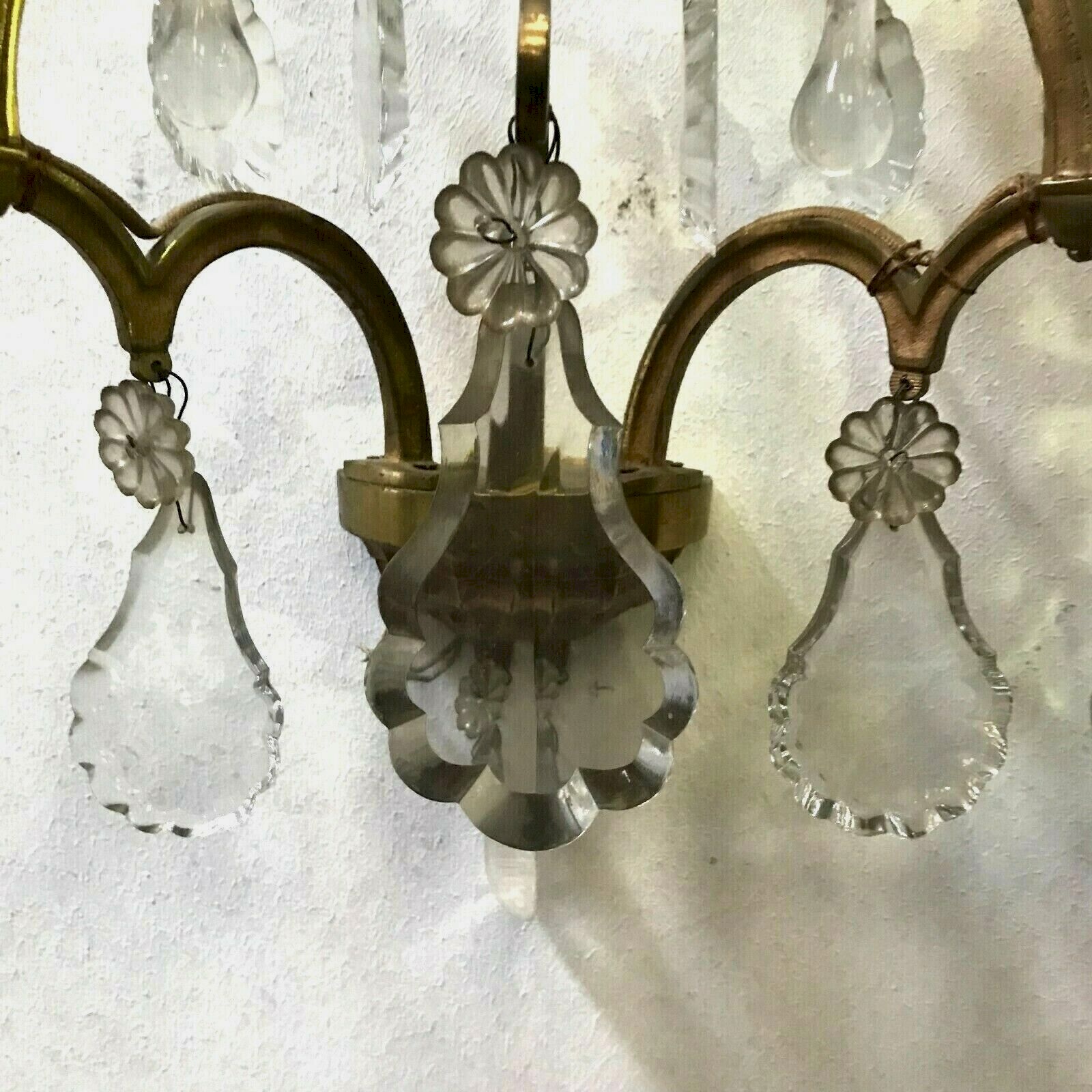 Paire D'appliques Louis XV En Bronze – Deux Bras De Lumière, Pampilles, XXe