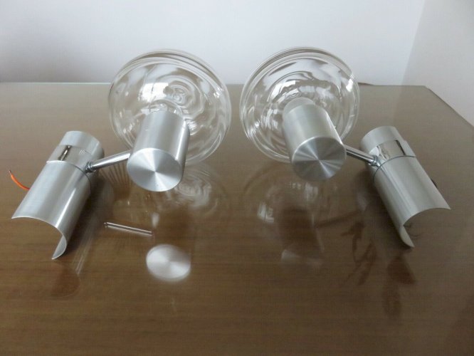 PAIRE DAPPLIQUES  EDITION DISDEROT  ALUMINIUM BROSSE, METAL CHROME 1960 70.