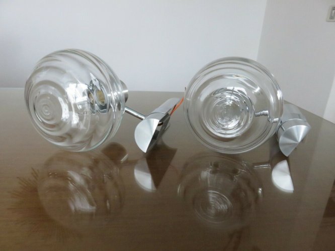PAIRE DAPPLIQUES  EDITION DISDEROT  ALUMINIUM BROSSE, METAL CHROME 1960 70.