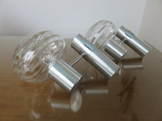 PAIRE DAPPLIQUES  EDITION DISDEROT  ALUMINIUM BROSSE, METAL CHROME 1960 70.