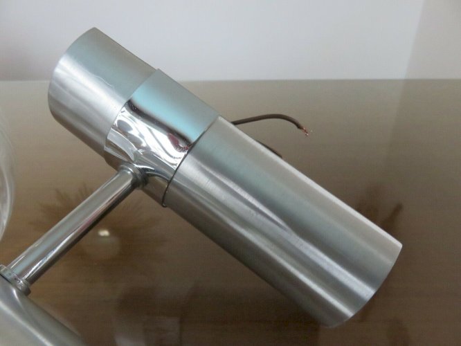 PAIRE DAPPLIQUES  EDITION DISDEROT  ALUMINIUM BROSSE, METAL CHROME 1960 70.
