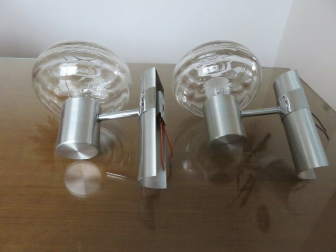 PAIRE DAPPLIQUES  EDITION DISDEROT  ALUMINIUM BROSSE, METAL CHROME 1960 70.