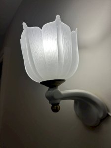 pair of ceramic and frosted glass wall sconces 1950