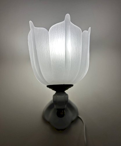 paire dappliques en céramique et verre sablé  1950