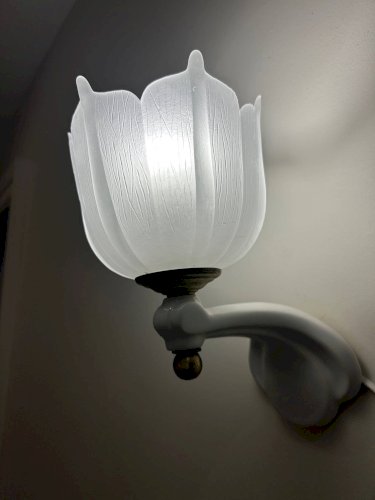 paire dappliques en céramique et verre sablé  1950