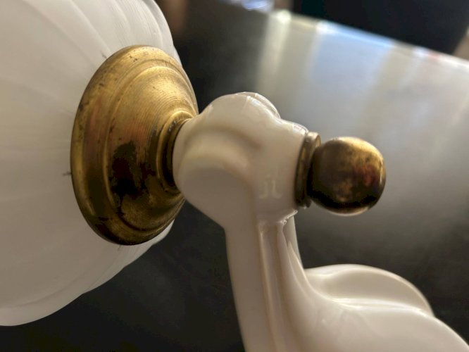 paire dappliques en céramique et verre sablé  1950