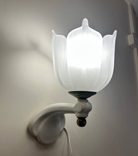 paire dappliques en céramique et verre sablé  1950