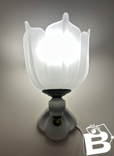 paire dappliques en céramique et verre sablé  1950