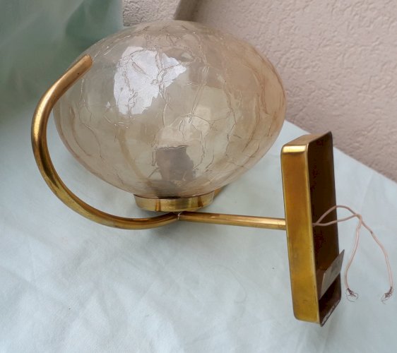 Paire d'appliques laiton et verre 