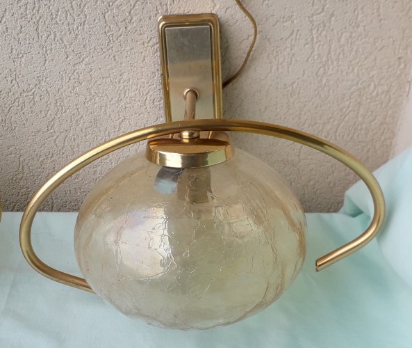 Paire d'appliques laiton et verre 