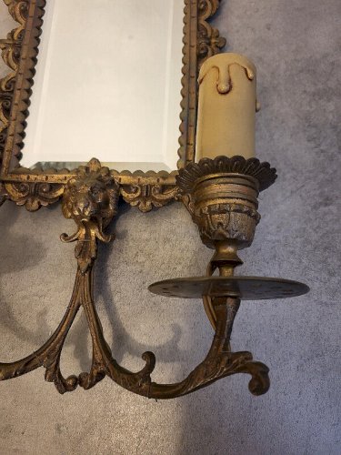 PAIRE D'APPLIQUES MIROIR ECLAIRE DU XIX ème SIECLE