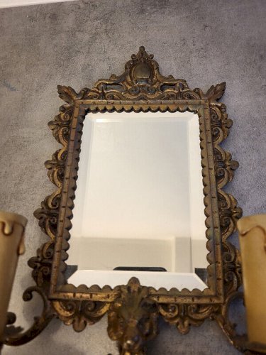PAIRE D'APPLIQUES MIROIR ECLAIRE DU XIX ème SIECLE