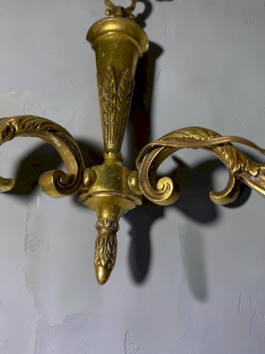 Paire d'appliques murales vintage dorées – Style Louis XVI – 2 bras de lumière – Décoration française classique