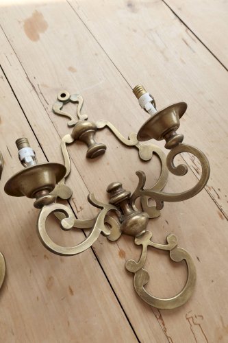 Paire d’appliques murales vintage laiton - 2 bras - Style classique