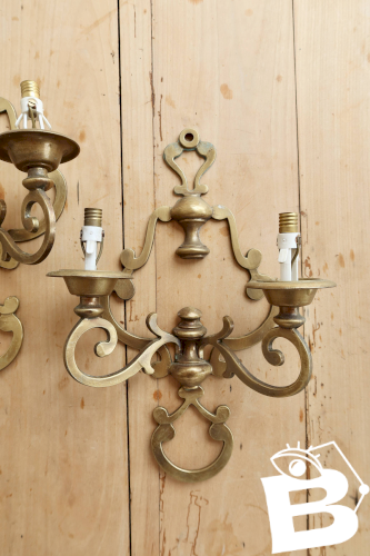 Paire d’appliques murales vintage laiton - 2 bras - Style classique