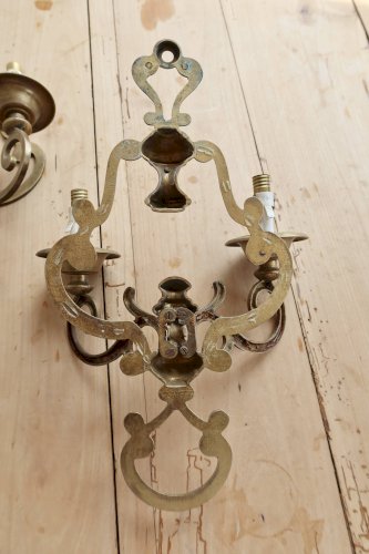 Paire d’appliques murales vintage laiton - 2 bras - Style classique