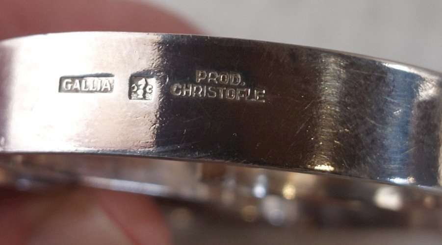 Paire de 2 anciens dessous de bouteille, Christofle arabesque ^