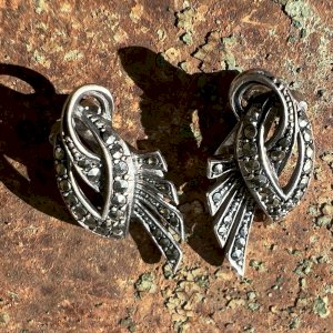 Pair of earrings circa 1950/1960 sterling silver / Vintage Marcasites