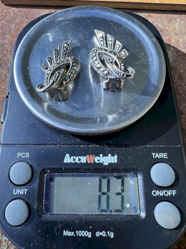 Paire de boucles d’oreilles circa 1950/1960 argent massif / Marcassites Vintage