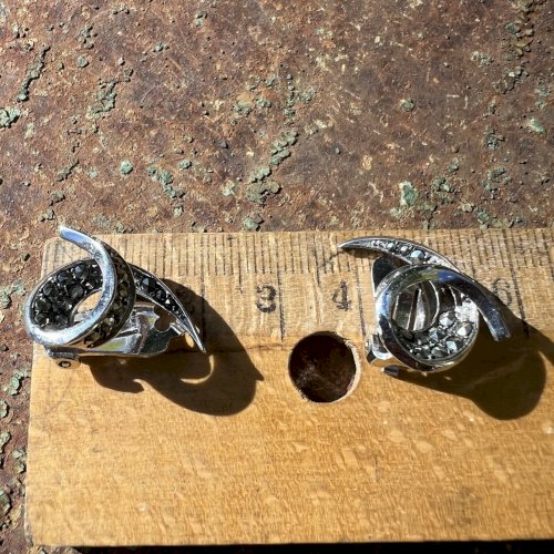 Paire de boucles d’oreilles circa 1950/1960 argent massif / Marcassites Vintage