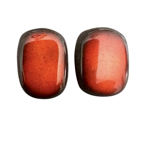 Paire de boucles d’oreilles clips Mithé Espelt céramique vintage collection