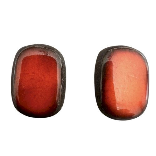 Paire de boucles d’oreilles clips Mithé Espelt céramique vintage collection